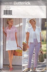 4870 BUTTERICK EZ BOXY SS SHIRT, A-SKIRT, CONTOUR PANTS PATTERN 6-12, 14-18